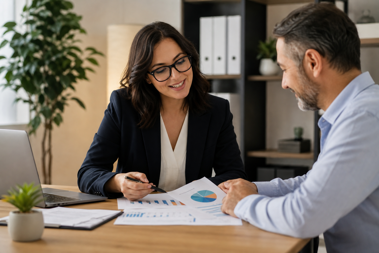 Accountant meeting with small business owner for year-round financial planning in Dumfries Virginia